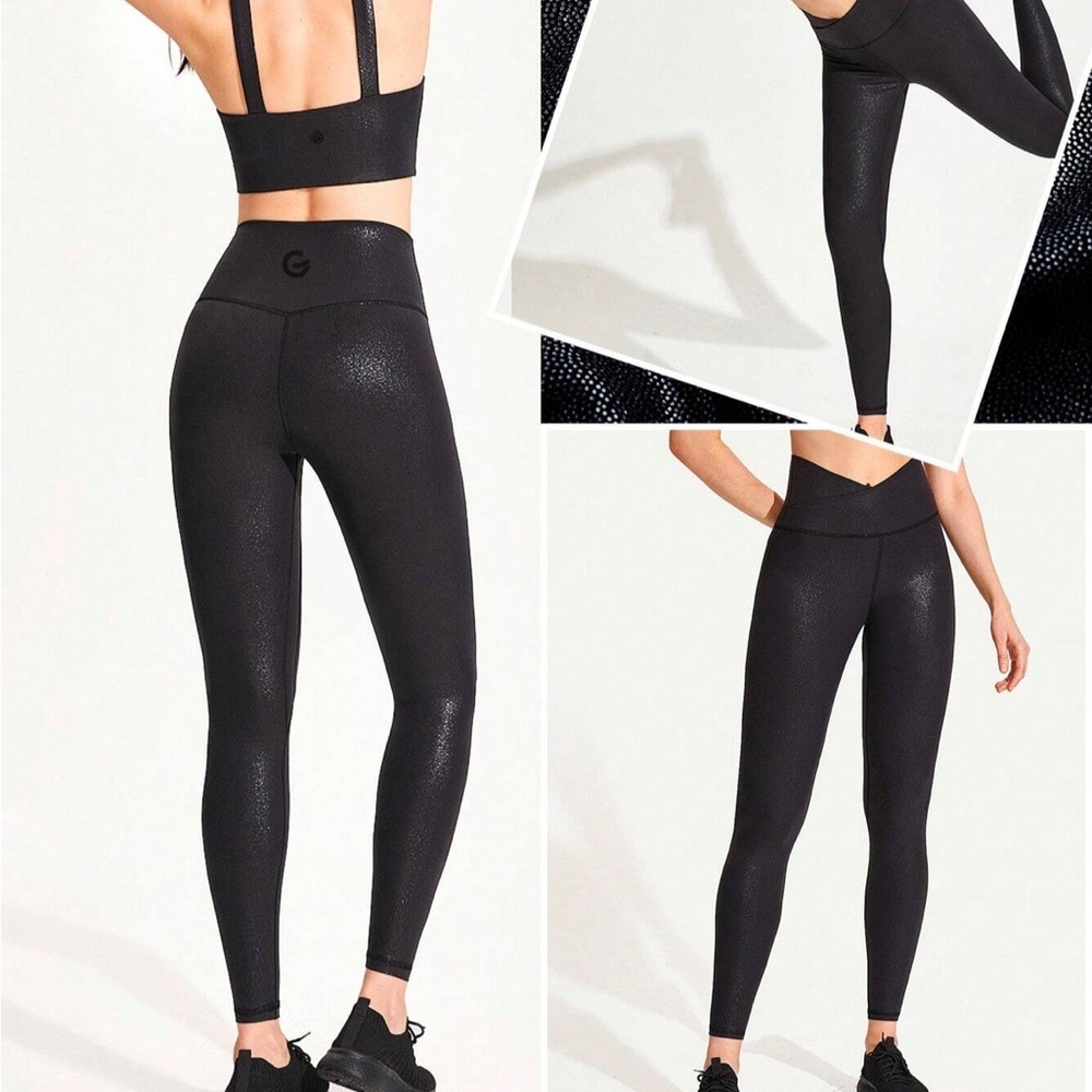 Black High-Waisted Athletic Leggings and Sports Bra set